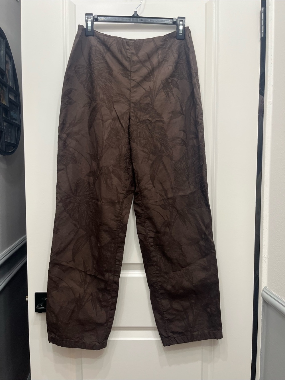Talbots Brown Cotton Floral Pattern Relaxed Chino Pants Sz 10